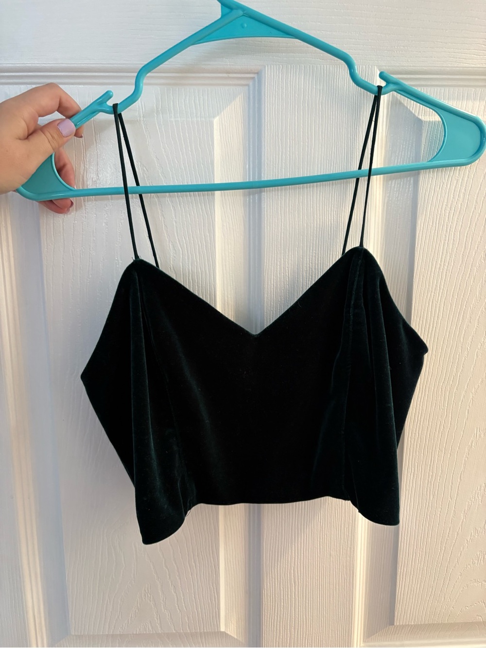 Top Shop Green Velvet Spaghetti Strap Crop Top- size 10